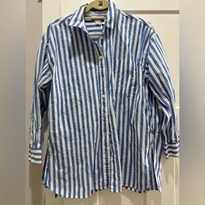 Women’s Madewell Striped Oversized Shirt in Blue and White Size Small